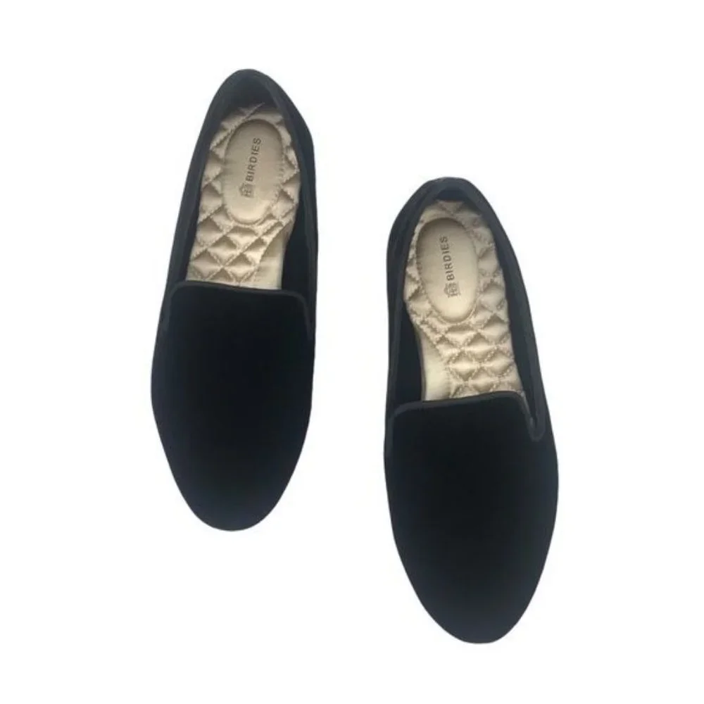Birdies Black Velvet The Starling Flats Slip Ons